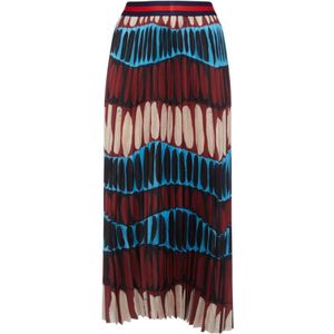 Stella Jean, Tribal Print Geplooide Midi Rok Veelkleurig, Dames, Maat:S