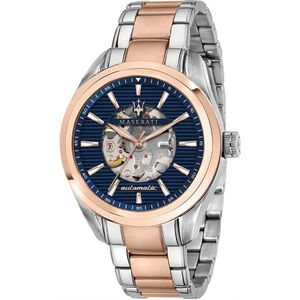 Maserati, Accessoires, Heren, Geel, ONE Size, Automatisch Stalen Armband Horloge Traguardo Blauw
