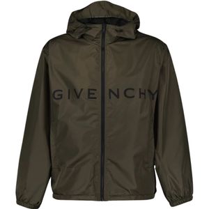 Givenchy, Jassen, Heren, Groen, M, Windjack met capuchon en logo