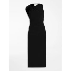 Sportmax, Kleedjes, Dames, Zwart, M, Chique Asymmetrische Zwarte Midi Jurk