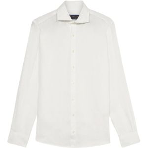 Brooks Brothers, Off White Blauw Linnen Casual Overhemd Wit, Heren, Maat:M