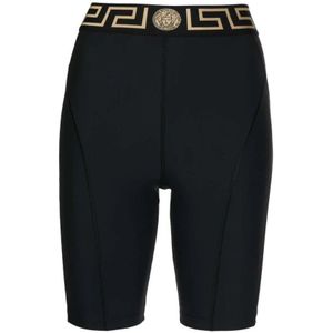 Versace, Logo-band Shorts Zwart, Dames, Maat:XS