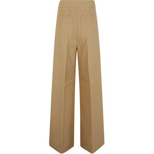 Max Mara, Broeken, Dames, Beige, S, Katoen, Antidrop Canvas Broek