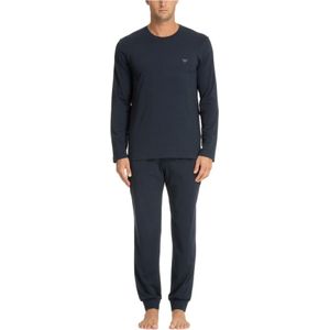 Emporio Armani, Nachtkleding & Lounge, Heren, Blauw, S, Katoen, Effen Elastische Taille Pyjama