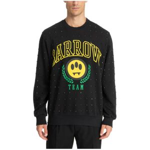 Barrow, Sweatshirts & Hoodies, Heren, Zwart, S, Katoen, Gestreepte Sweatshirt met Studs en Logo