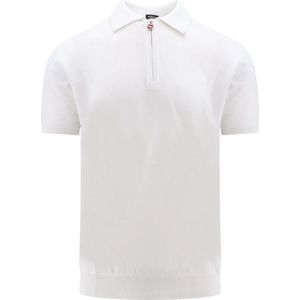 Kiton, Witte T-shirt met halve rits Wit, Heren, Maat:M