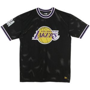 New Era, Tops, Heren, Zwart, L, NBA Oversized Applique Tee - Zwart/Oorspronkelijke Teamkleuren