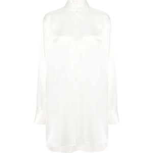 Maison Margiela, Blouses & Shirts, Dames, Wit, 2Xs, Satijn, Oversized Ivoor Zijden Shirt