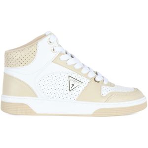 Guess, Schoenen, Dames, Beige, 38 EU, Leer, Eco Leren Hoge Top Sneakers