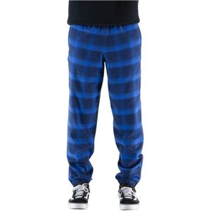 Marcelo Burlon, Broeken, Heren, Blauw, S, Katoen, Flannel Check Jogging Zip Broek