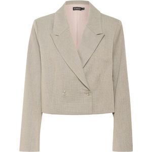 Soaked in Luxury, Jassen, Dames, Grijs, S, Polyester, Grijze Melange Cropped Blazer