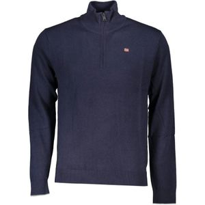 Napapijri, Truien, Heren, Blauw, 3Xl, Blauwe Pullover met Halve Rits