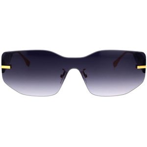 Fendi, Accessoires, unisex, Geel, ONE Size, Glamoureuze maskervormige zonnebril met donkerblauw verloopglas