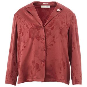 Lardini, Blouses & Shirts, Dames, Rood, XS, Bordeaux Bedrukte Overhemd Top