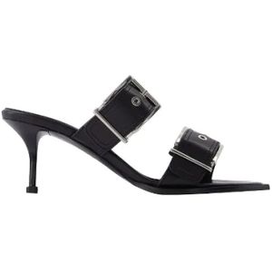 Alexander McQueen, Schoenen, Dames, Veelkleurig, 39 EU, Leer, Leren sandalen in biker-stijl