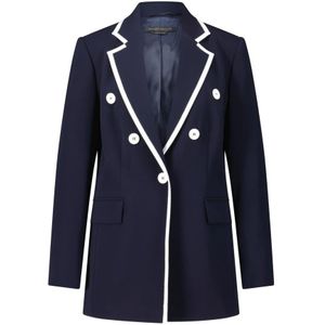 Marina Rinaldi, Jassen, Dames, Blauw, L, Leer, Elegant Triacetaat Blazer