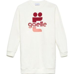 Gaëlle Paris, Sweatshirts & Hoodies, Dames, Wit, S, Katoen, Klassieke Katoenen Jurk met Logo Grafisch