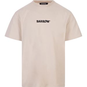 Barrow, Tops, Heren, Roze, XS, Katoen, Bruine Katoenen T-shirt met Logo Print