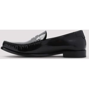 Saint Laurent, Schoenen, Heren, Zwart, 44 1/2 EU, Leer, Zwarte Leren Loafer Schoenen