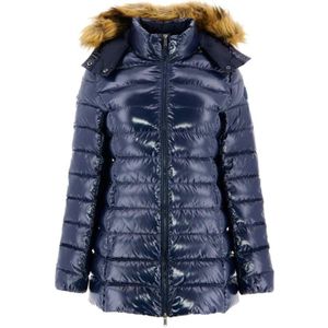 Jott, Gewatteerde Parka metep Bont Capuchon Blauw, Dames, Maat:S