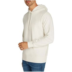 Calvin Klein, Sweatshirts & Hoodies, Heren, Beige, XL, Katoen, Essentiële Witte Sweater Minimalistisch Ontwerp