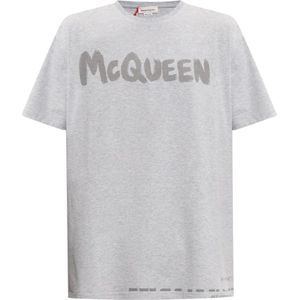 Alexander McQueen, Tops, Heren, Grijs, S, Katoen, T-shirt met logo