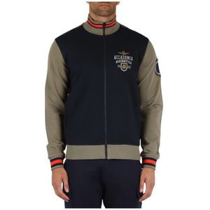 Aeronautica Militare, Sweatshirts & Hoodies, Heren, Blauw, M, Katoen, Regular Fit Katoen Zip Sweater