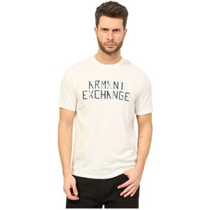 Armani Exchange, Tops, Heren, Wit, XL, Katoen, T-Shirts