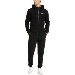 Emporio Armani Ea7, Sport, Heren, Zwart, S, Katoen, Effen Tracksuit met Capuchon en Zakken