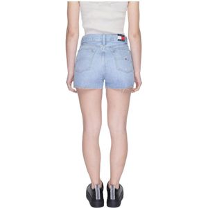 Tommy Hilfiger, Korte broeken, Dames, Blauw, W26, Katoen, Blauwe Katoenen Shorts met Rits en Zakken