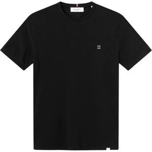 Les Deux, Tops, Heren, Zwart, L, Geborduurd Piqué T-shirt voor Mannen