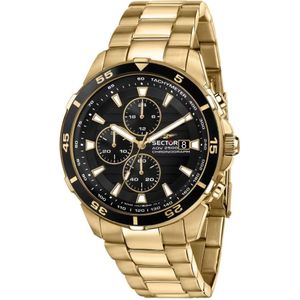 Sector No Limits, Chronograaf Adv 2500 Zwart Goud Armband Horloge Geel, Heren, Maat:ONE Size