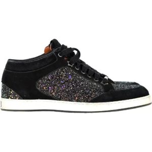 Jimmy Choo Pre-owned, Pre-owned, Dames, Zwart, 39 EU, Polyester, Pre-owned Polyester sneakers
