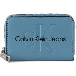Calvin Klein Jeans, Accessoires, Dames, Blauw, ONE Size, Leer, Eco-leren Mini Portemonnee met Ritssluiting