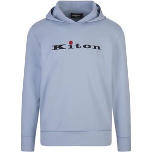 Kiton, Sweatshirts & Hoodies, Heren, Blauw, M, Katoen, Hoodies