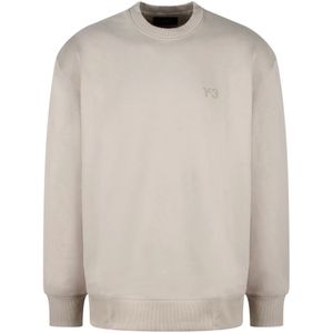 Y-3, Sweatshirts & Hoodies, Heren, Beige, L, Katoen, Crewneck Sweatshirt Katoen Ss 24 Oversized Fit