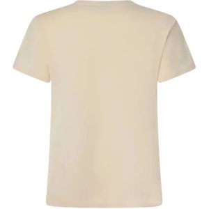 Pinko, Tops, Dames, Beige, S, Jersey Logo T-shirts en Polos Sand