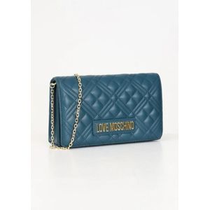 Love Moschino, Tassen, Dames, Groen, ONE Size, Polyester, Gewatteerde Smaragdgroene Clutch Tas