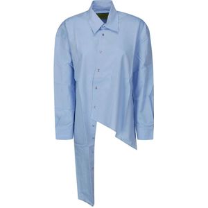 Marques' Almeida, Blouses & Shirts, Dames, Blauw, M, Gedrapeerde Wikkelshirt