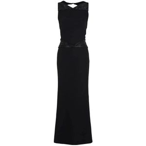 Giorgio Armani, Kleedjes, Dames, Zwart, S, Zwarte V-hals jurk met strass versieringen