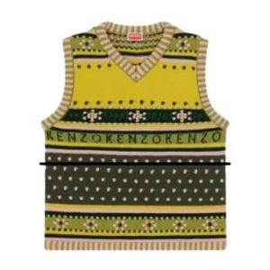 Kenzo, Fairisle Jacquard Gebreid Mouwloos Vest Veelkleurig, Dames, Maat:M