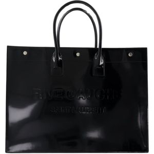 Saint Laurent, Tassen, Heren, Zwart, ONE Size, Leer, Rive Gauche Leren Tote Tas