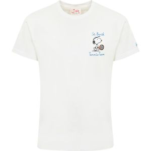 MC2 Saint Barth, Tops, Heren, Wit, S, Katoen, Snoopy Hart Geborduurd Katoenen T-shirt