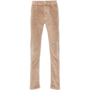 Jacob Cohën, Jeans, Heren, Beige, W32, Katoen, Beige Corduroy Geborduurd Logo Jeans