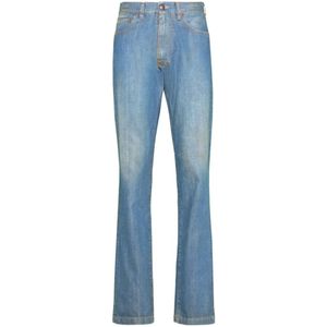 Maison Margiela, Jeans, Heren, Blauw, W30, Katoen, Blauwe Jeans met Licht Vuile Effect