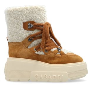 Casadei, Schoenen, Dames, Beige, 39 EU, Suède, Sneeuwlaarzen met logo