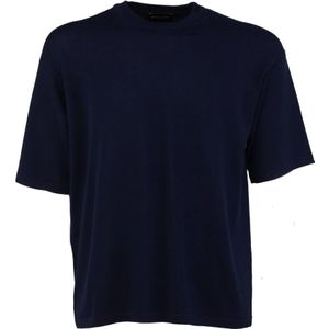 Roberto Collina, Tops, Heren, Blauw, M, Katoen, Italiaans Katoenen Boxy T-shirt