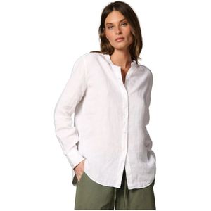 Mason's, Blouses & Shirts, Dames, Wit, L, Linnen, Delhi Dames Linnen Mandarin Kraag Shirt