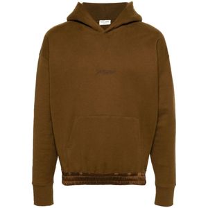 Saint Laurent, Sweatshirts & Hoodies, Heren, Bruin, L, Katoen, Bruine Sweater met Kangoeroezak