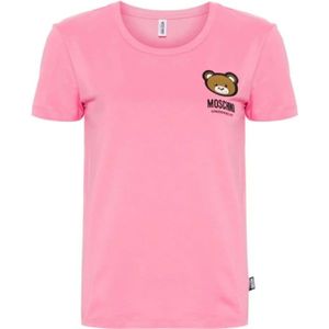 Moschino, Tops, Dames, Roze, XL, Katoen, Rosa Teddy Bear T-shirt